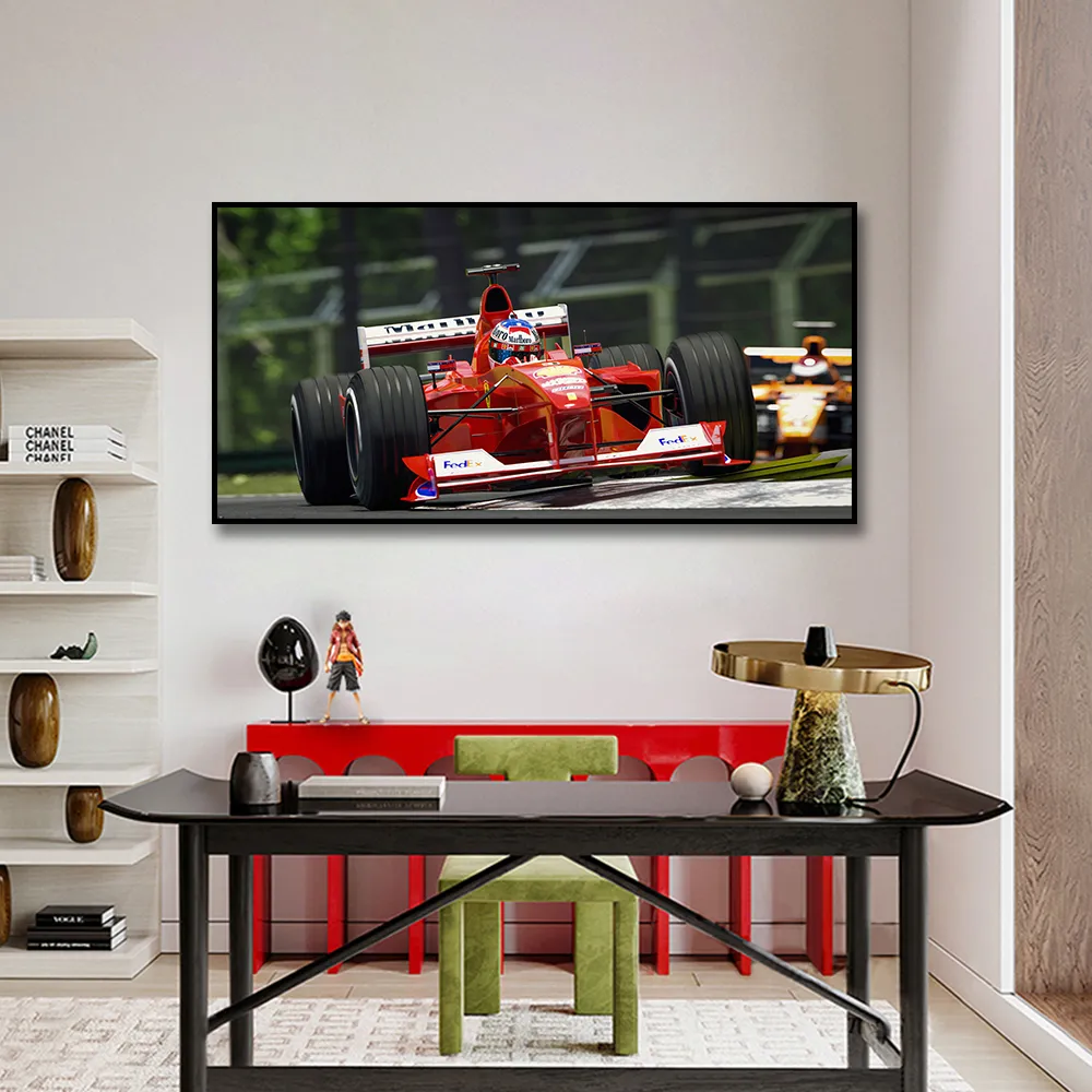 F1 bil racing affisch canvas målning tryck hoom dekor väggkonst bild för vardagsrum hem dekoration ramlös