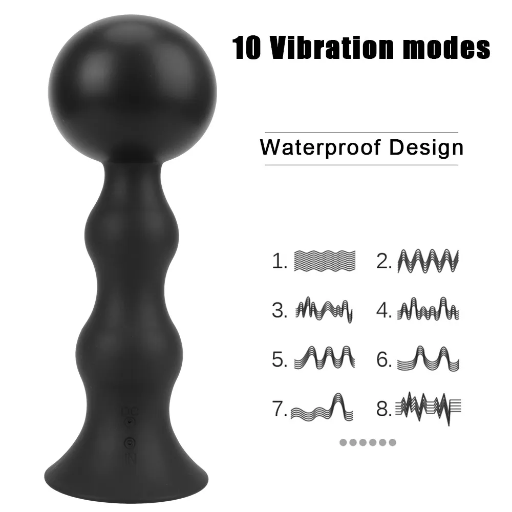 Ikoky anal pärlor vibrator rumpa plugg uppblåsbara dilator sexiga leksaker trådlös fjärrkontroll manlig prostata massager 85mm