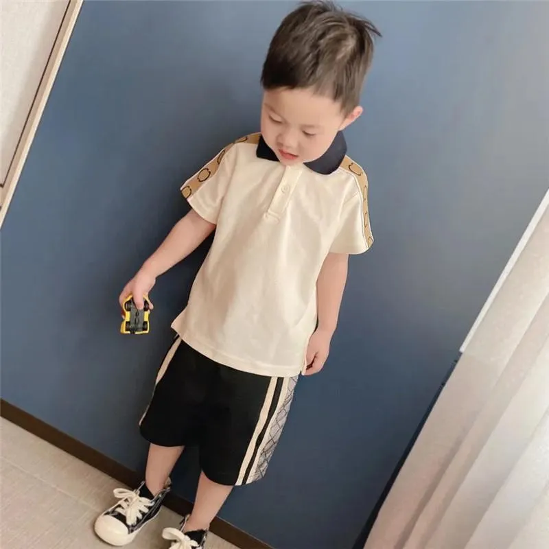 Designer baby Boys Kids Clothes Piece Girls Luxury Cotton Tracksuits Letter Child Outfit Short Sleeve Polo Shirt Shorts Casual Formal Pants Set