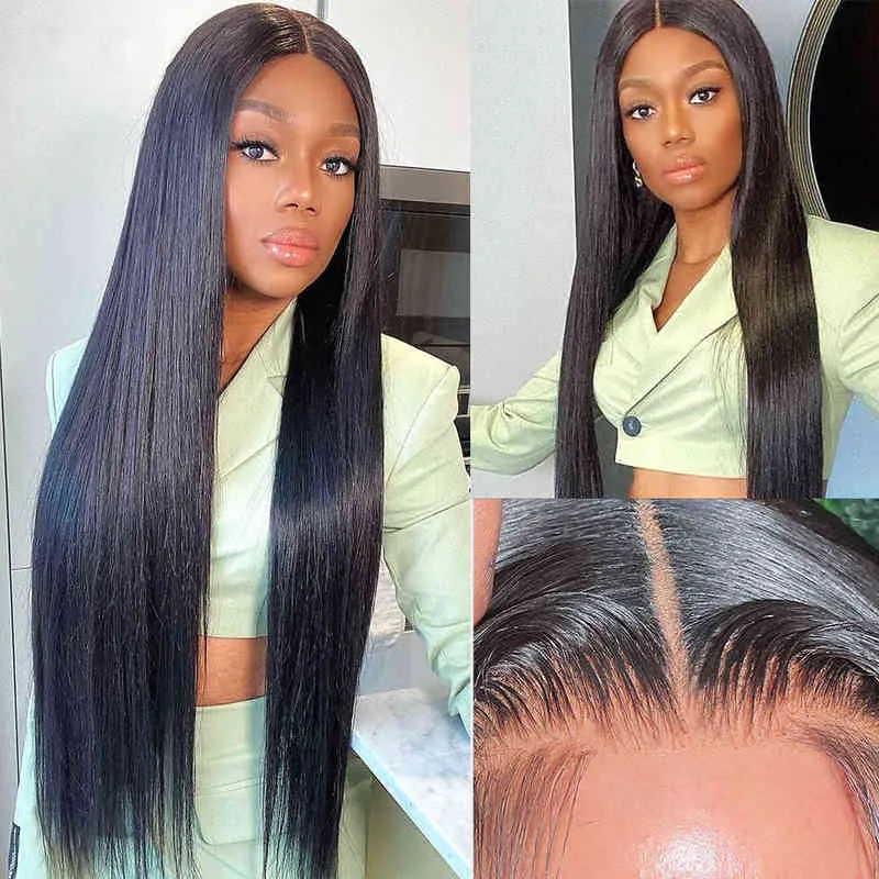 Hair Wigs 13x4 HD Lace Front Straight Human 180% densidade frontal para mulheres 4x4 Wig de fechamento 220722