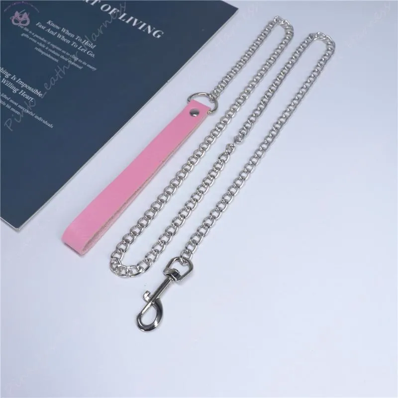 Colliers Sexy Rose Faux Cuir Colliers Collier Gothique Collier En Acier Inoxydable Laisse Chaîne Traction Harajuku Accessoires Femmes Jewe286f