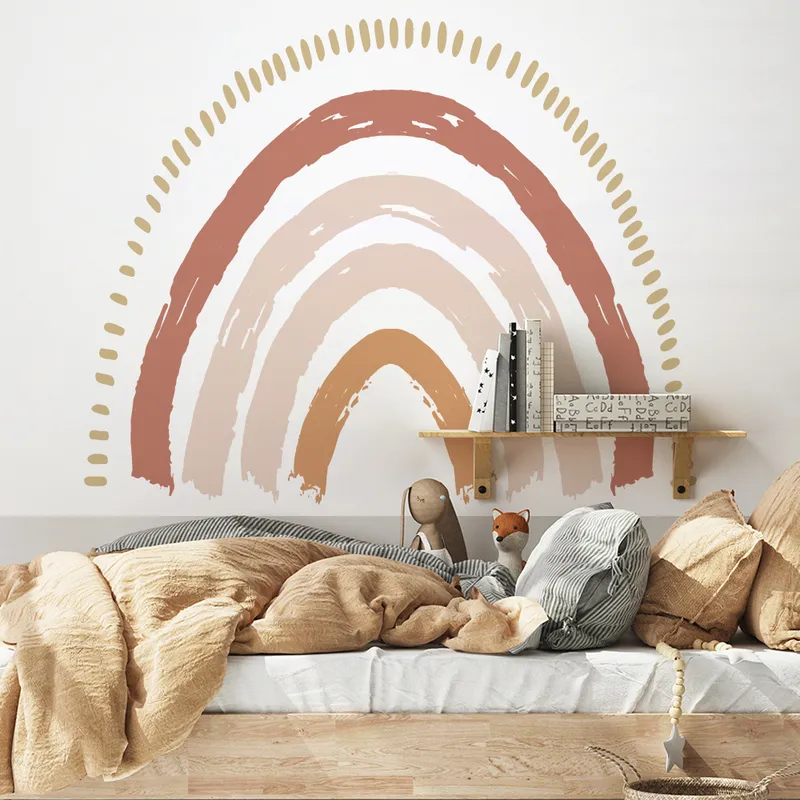 Funlife Boho Rainbow Wallpaper Wall Stickers Nursery Självhäftande Vattentät Heminredning Tjej Barn Barn Barnrum Sovrum 220421