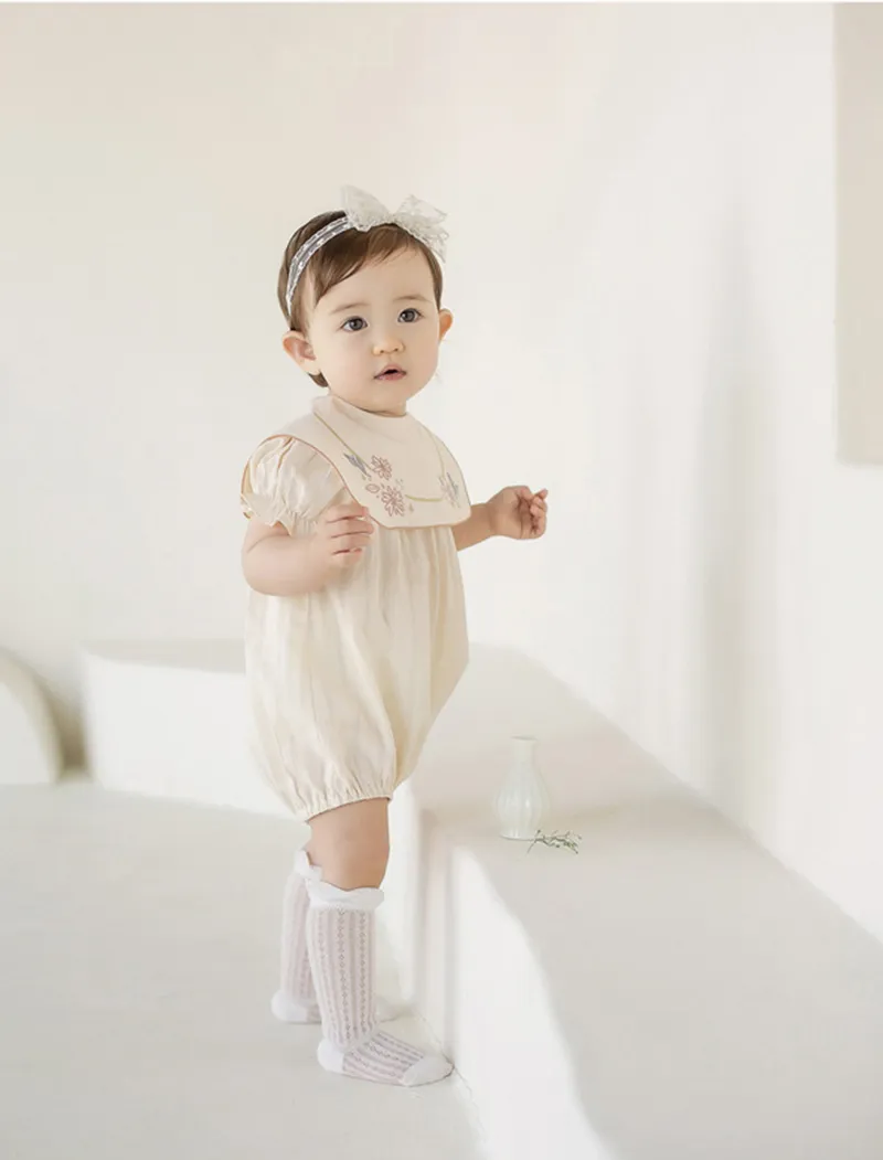 Zomer babykinderen rompelt borduurwerk met korte mouwen schattige klimplant Baby Girl's Bodysuit Outfits 220525