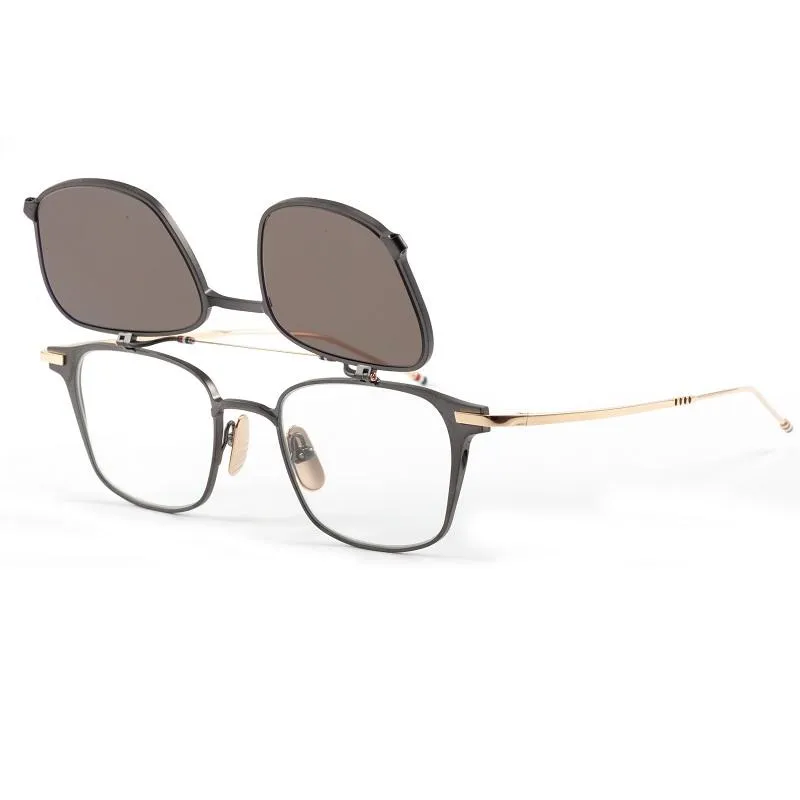 Okulary przeciwsłoneczne Thom marka Kwadratowa rama Flip Klip krótkowzroczność spolaryzowane okulary przeciwsłoneczne mężczyźni okulary na receptę oryginalne klapki