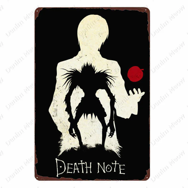 Death Note Plack Vintage Metal Tin Sign Bar Pub Club Cafe Classic Anime Plates Japanese Comic Wall Sticker1190520