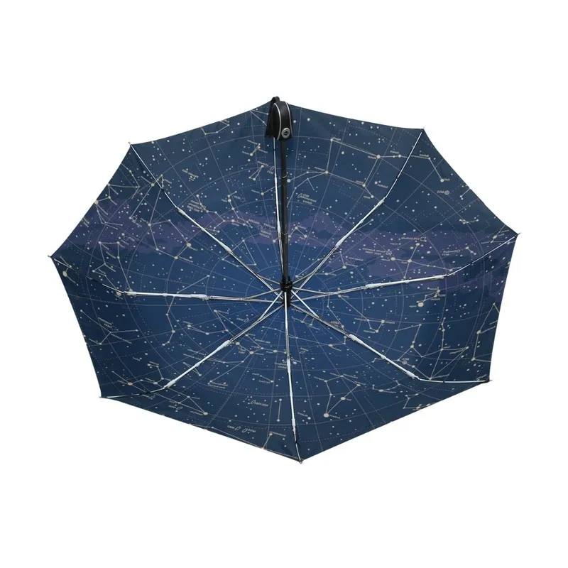 Creative 12 étoiles carte ciel étoilé Parapluie pluie femmes automatique trois pliant Parasol Parapluie 220426