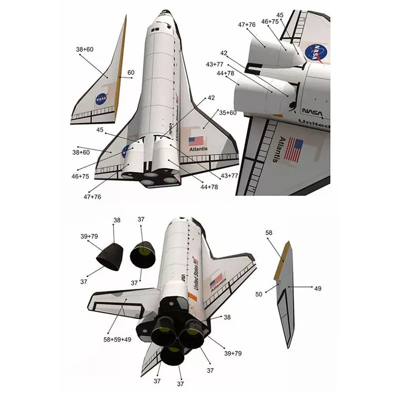 1 150 Atlantis Space Shuttle Papercraft Modello di carta 3D Miniature Decorazione Artigianato la decorazione domestica Soggiorno Figurine 220609