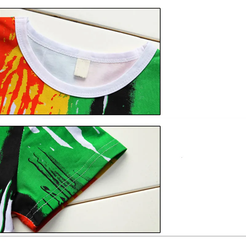 Conjunto de ropa para niños de verano Casual Hip-hop Stripe Camiseta colorida + Pantalones 2 piezas Traje Kindergarten Performance Ropa para niños 220507