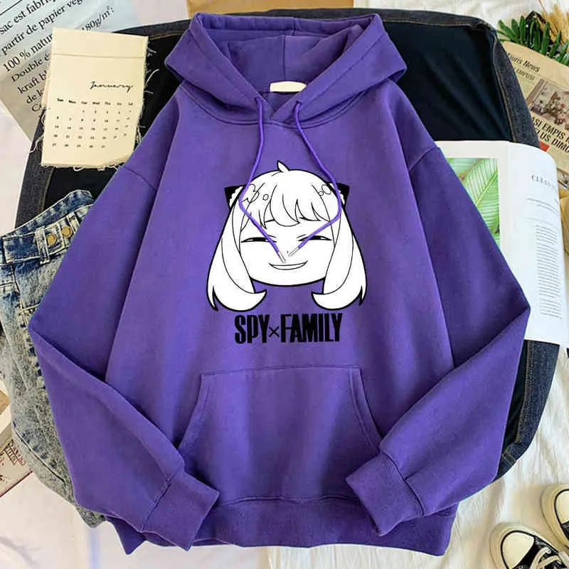 Anime Casus X Ailesi Anya Kendini beğenmiş Manga Hoody Erkek Harajuku Tarzı Hoodie Gevşek Sıcak Kazak Sonbahar Polar Kazak Giyim Y220713