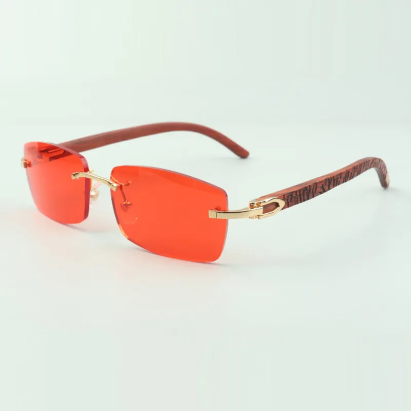 Rahmenlose Sonnenbrille 3524012 mit Tigerholzstäben und 56-mm-Gläsern für Unisex2405
