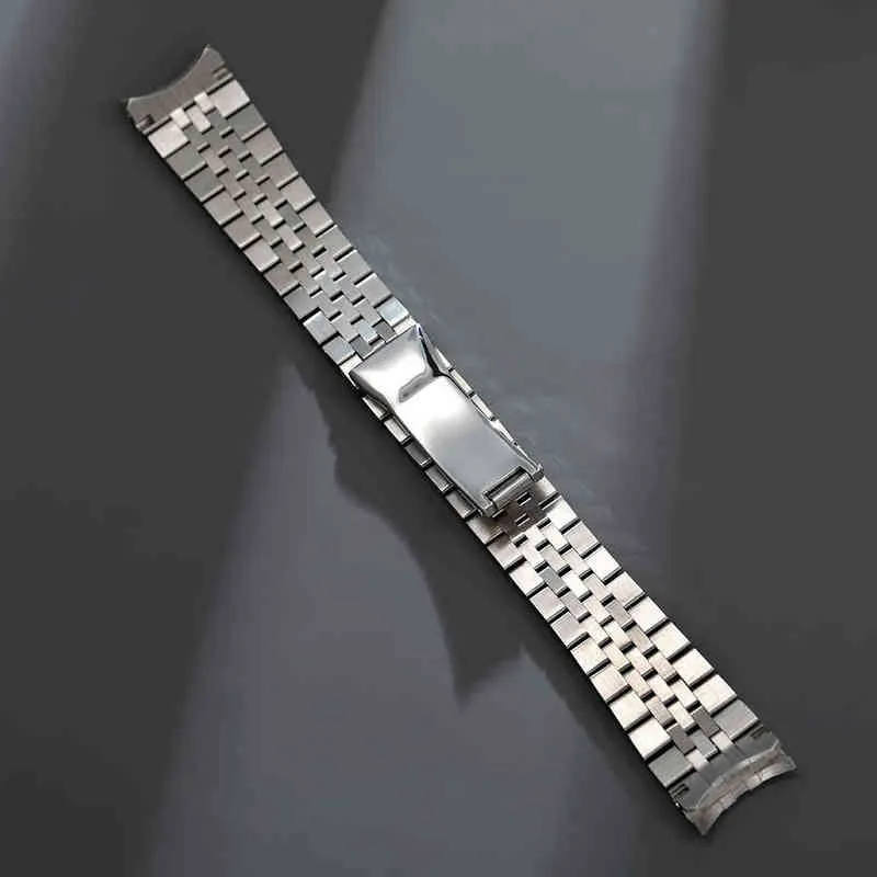 12mm 13mm 17mm 20mm 21mm 316L Solid Stainless Steel Jubilee Curved End Strap Band Bracelet Fit For H2204194446019