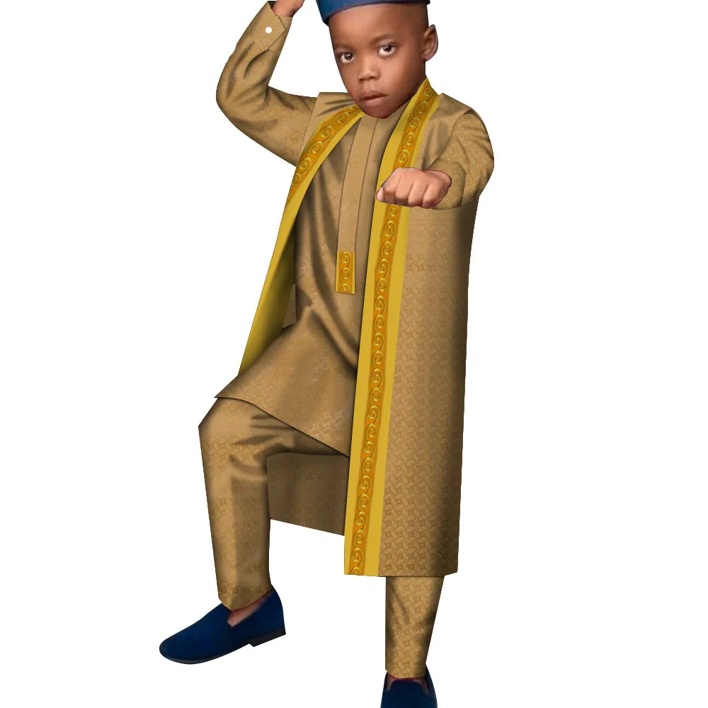 Bintarealwax ملابس جديدة للأطفال الأفارقة مجموعة طويلة الأكمام ثارديجان رداء + بنطلون الأولاد التقاليد عارضة الأطفال مجموعة الملابس مجموعات مخصصة الحجم wyt640