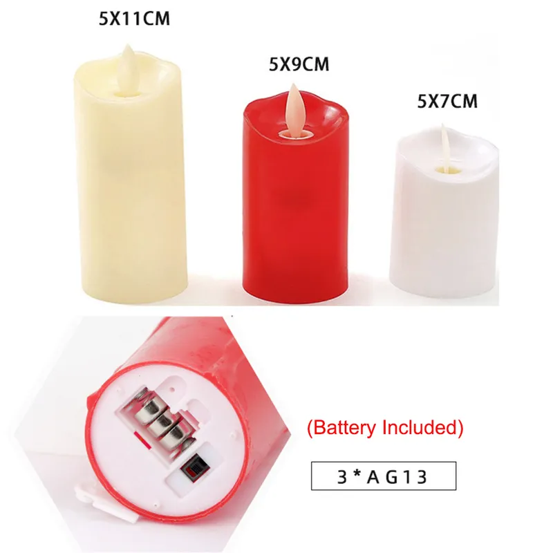 LED Flameless Candles Lights Battery Operated Plastic Pillar Flickering Candle Light for Party Decor 220606