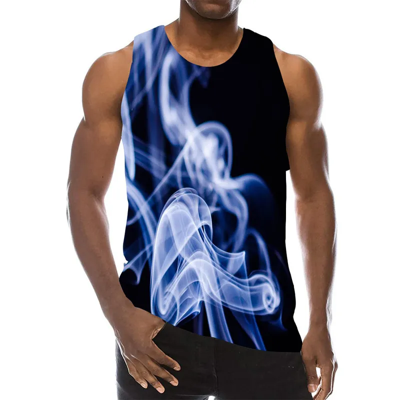 Smoke Tank Top For Men 3D Print Rainbow Sleeveless Colorful Vapour Pattern Top Psychedelic Vapor Graphic Tobacco Vest Boys Tees 220622