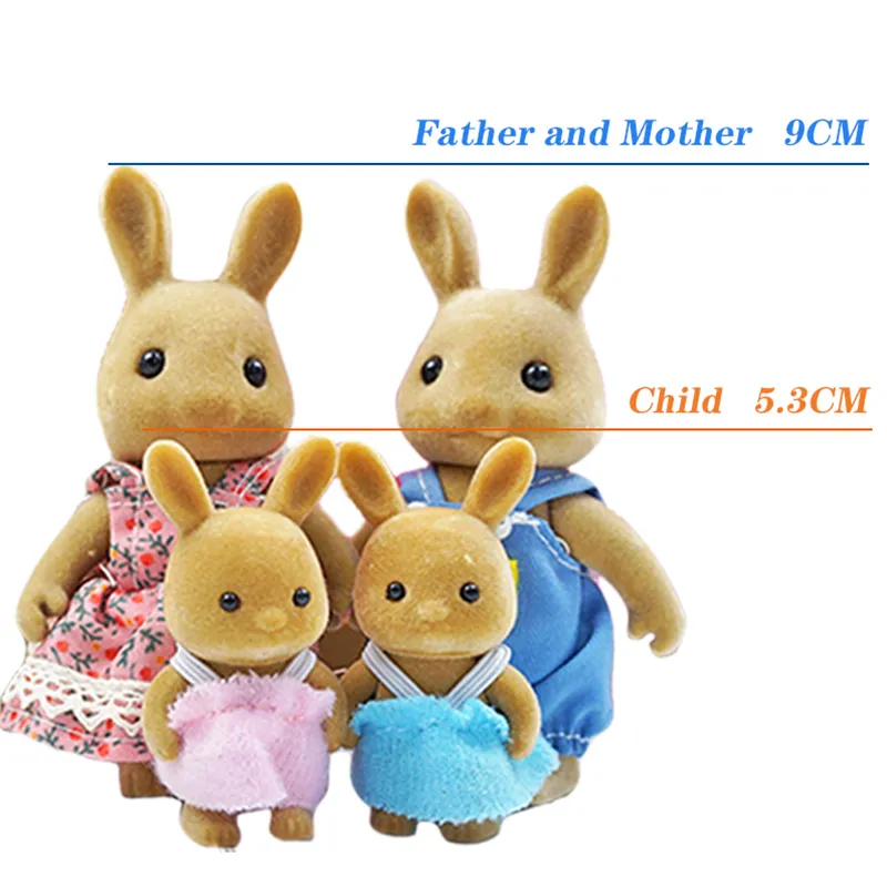 1/12 Miniature Dollhouse Furniture Accessories Set Plush Dolls Forest Critters Rabbit Reindeer Family Toy For Girl Christmas 220622