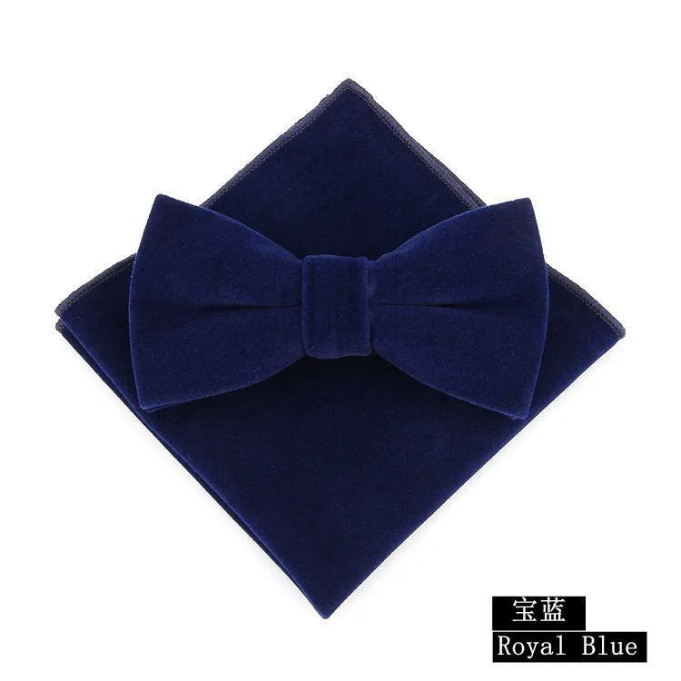 Bow Ties Sitonjwly Velvet Velvet Bowtie Panquief Set para hombres Banquete Negocio Corbalo Butterfly Pocket Square Toalla personalizada EM 286C