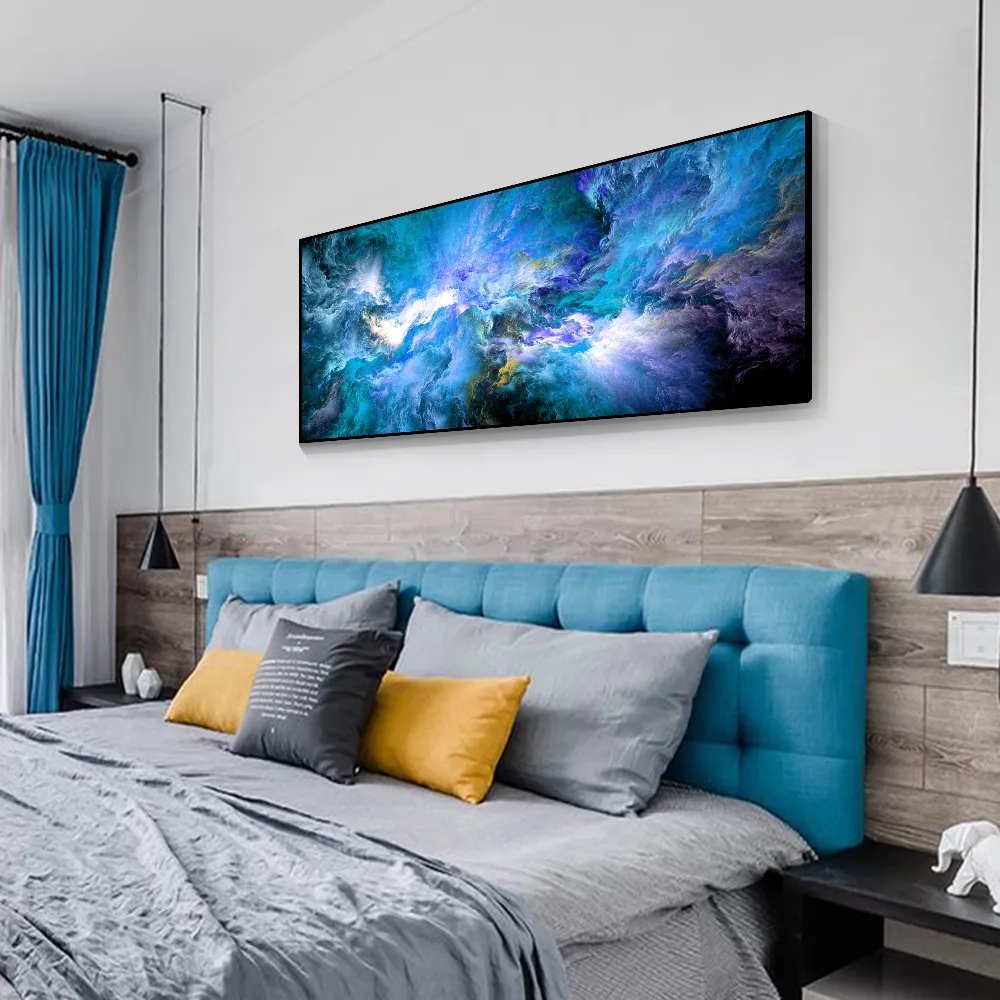 Nordic Blue Purple Leinwandgemälde Modernes Zuhause Gold Poster und Druck Wandbild für Wohnzimmer Abstrakte skandinavische Wandkunst