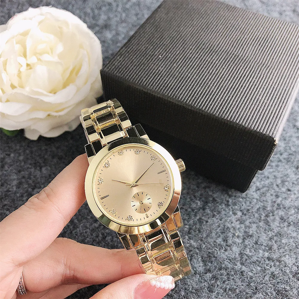 Montres-bracelets de marque pour femmes et filles, Style cristal, bracelet en acier et métal, horloge de luxe à Quartz M148