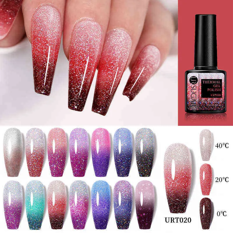 NXY Nail Gel 7 5ml Termisk Polsk Macaron Rosa Blå Temperatur 3 Skikt Färg Byte Manikyr Söt av UV LED Lackes 0328