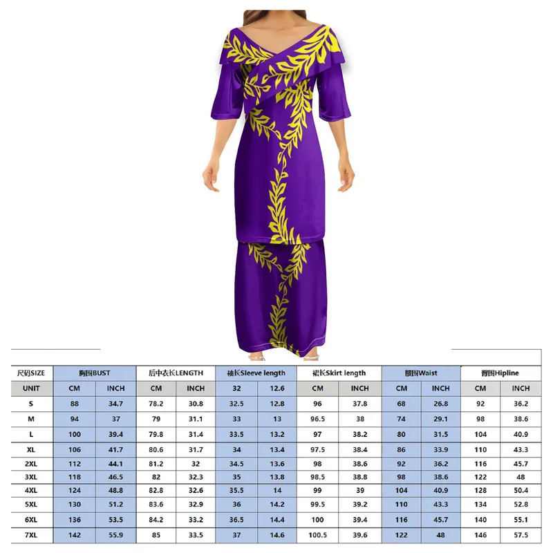 Summer Blue Design V-Neck Puletasi Polynesian Samoan Traditionell Tribal Printing Clothing Uniform Women Coar Dress 220706