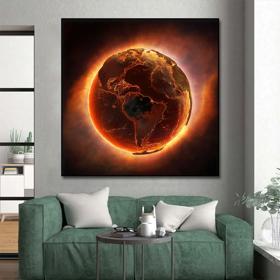 Abstract Burning earth Poster 1pcs Modern Home Wall Decor Canvas Picture Art HD Print Painting On Canvas for Living Room (3)