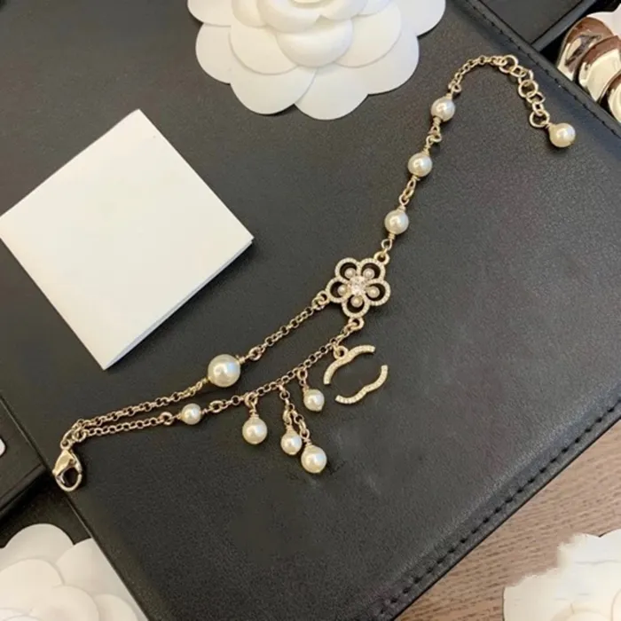 2022 New Women Bracelets Luxury Designer Diamond Pearl Gold Plated Jewelry Simple Rope Chain Adjustable High Quality Personality W253u
