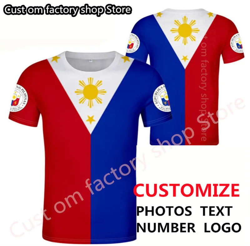 PHILIPPINES t-shirt bricolage gratuit nom personnalisé numéro phl t-shirt drapeau de la nation ph république pilipinas philippin imprimer texte p o vêtements 220616
