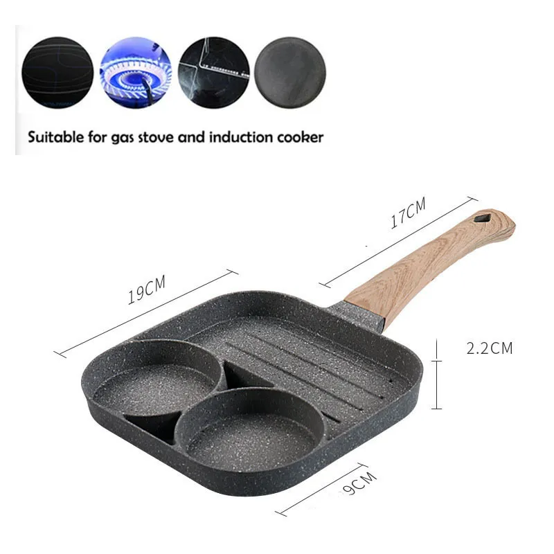 Four-hole Frying Pot Pan Thickened Omelet Non-stick Egg cake Steak Cooking Ham s Breakfast Maker Cookware 220423