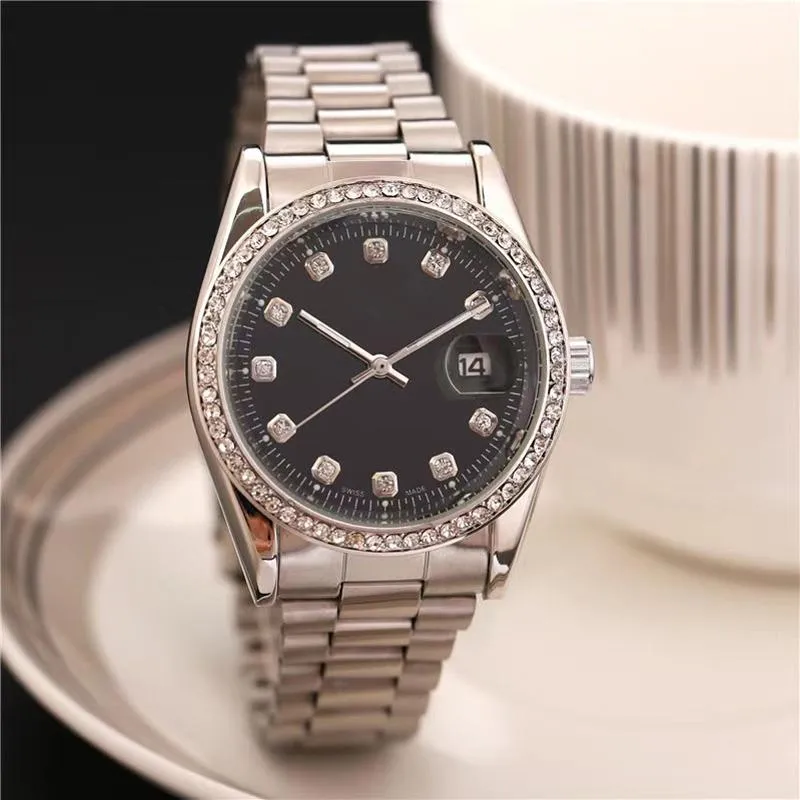 Brand Watches Women Ladies Girl Crystal Style Dial Metal Steel Band Quartz Luxury Wrist Watch X195