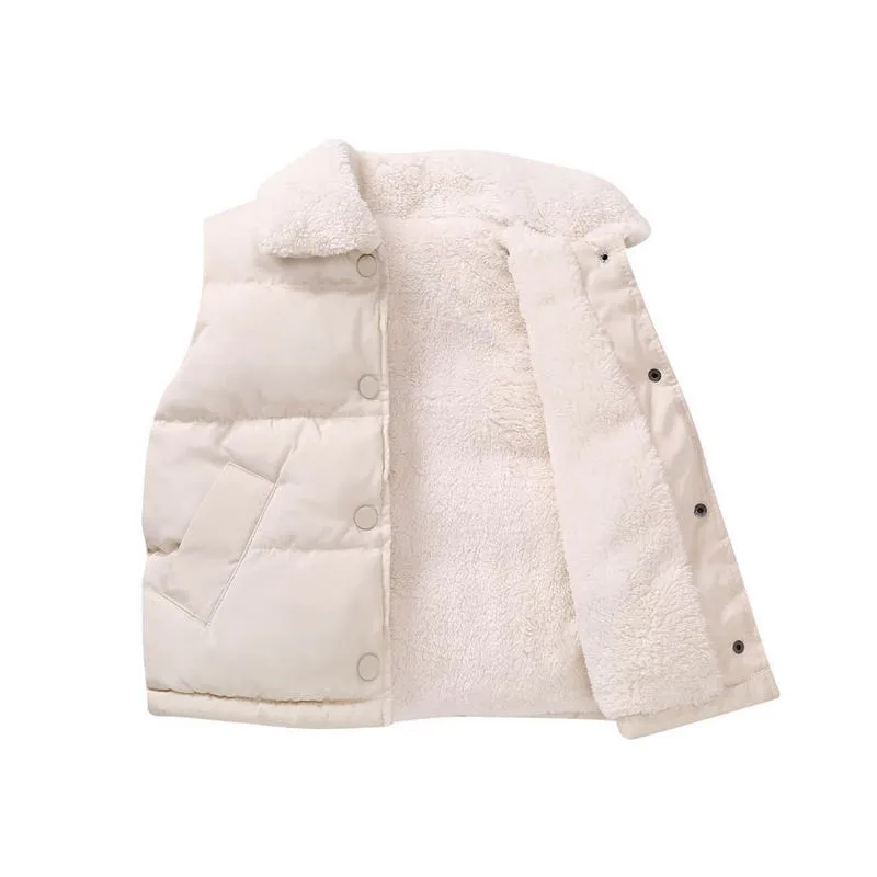 Gilet Humour Ours Enfants Gilet Automne Hiver Sans Manches Col En V Solide Casual Bébé Velours Chaud Enfants Manteau 220826