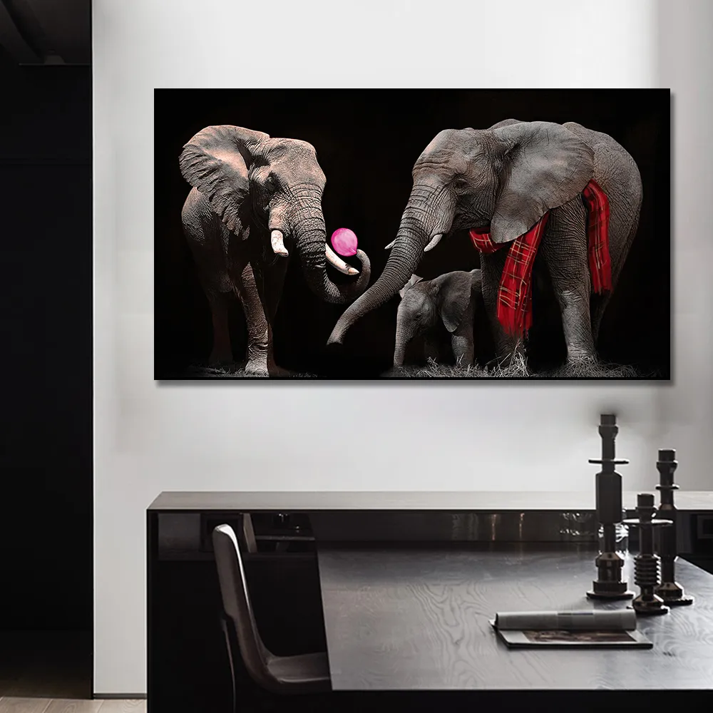 Wand-Kunst-Leinwand-Tiergemälde, abstrakte afrikanische Elefantenbilder, Poster, Vintage-Poster und Drucke, Heimdekoration, Gemälde
