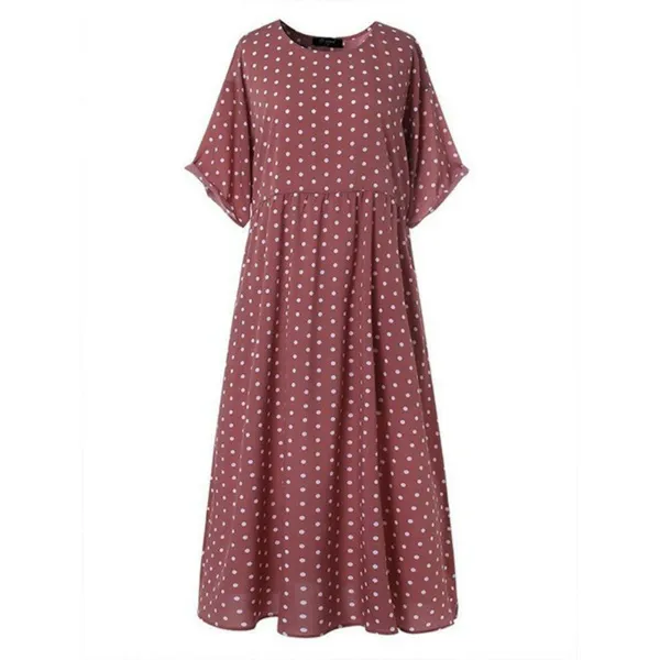 Vintage Maxi Dress Women Spring Summer Half Sleeve Buttons Printed Long Dresses Plus Size Casual Loose Big Swing Dress Robe 5XL 220527