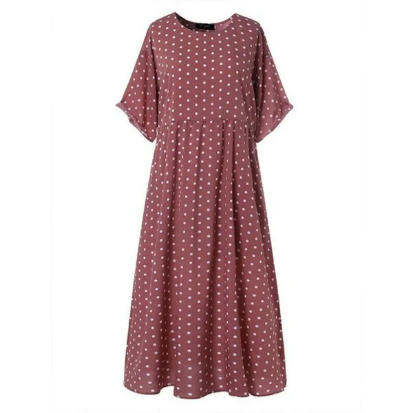 Vintage maxi jurk vrouwen lente zomer halve mouw knopen bedrukt lange jurken plus size casual losse grote swing jurk robe 5xl 220527