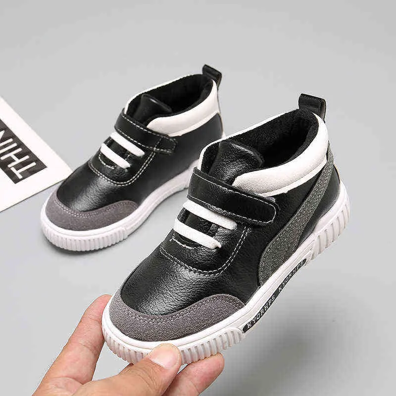 1-7 años 2020 nueva moda invierno bebé zapatos casuales niños otoño niño zapatillas zapatos niño Pu cuero niños zapato negro blanco G220517