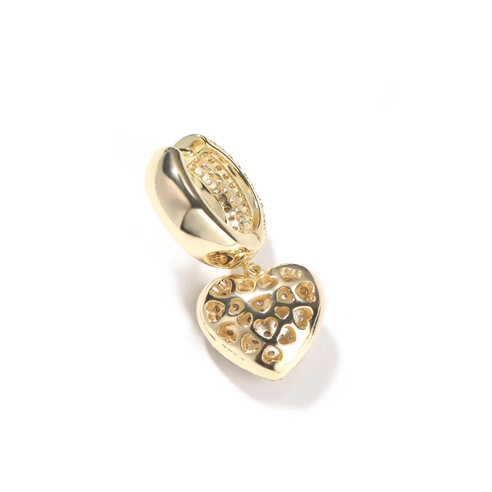 Brincos de coração de ouro masculino feminino prata pendurado brinco de argola moda hip hop amor brincos joias