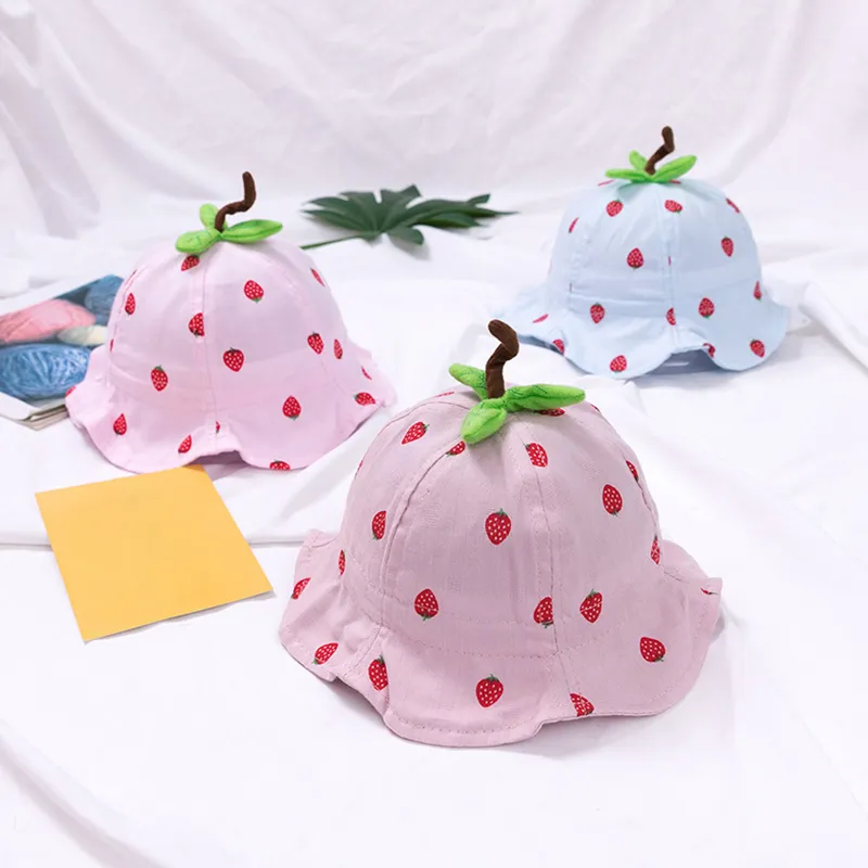 Cartoon Strawberry Hat Spring Summer Kids Cap Infant Outdoor Beach Panama For Boy Girls Toddler Sun bonnet 220630