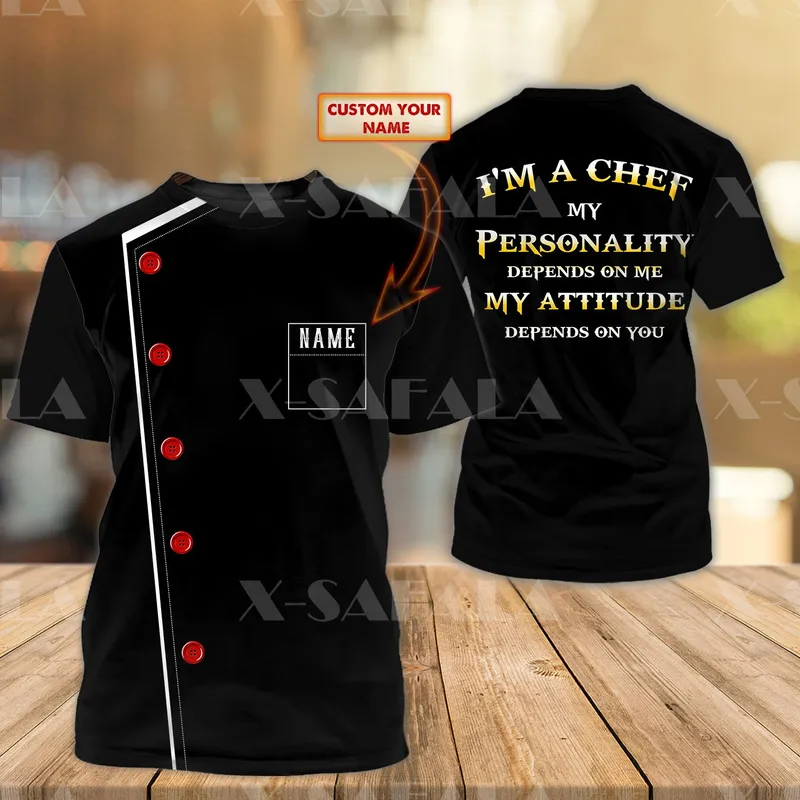 Anpassat namn Master Chef Kitchen 3D Tryckt Top Tee Högkvalitativ mjölkfiber T -shirt Summer Round Neck Men Female Top 5 220704GX