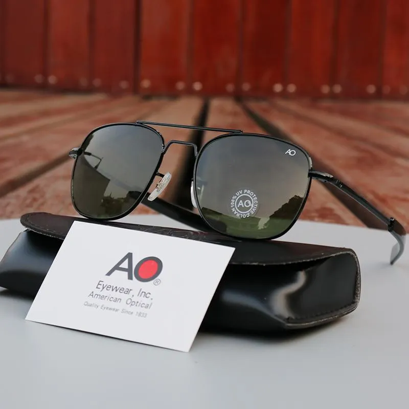 Solglasögon AO Pilot Men Vintage Retro Aviation Sun Glasses American Optical Eyewear Original Box Case Gafas de Sol Hombre240d