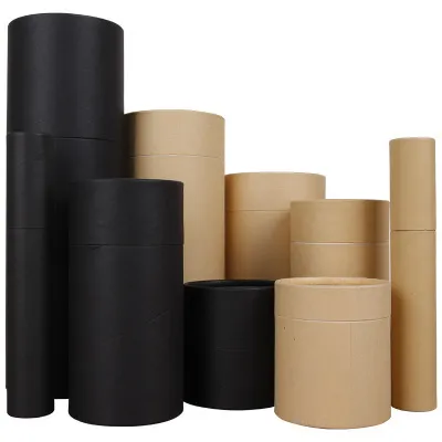 20st Black Kraft Paper Cardboard Canister Cylinder Round Jar Bottle Packaging Present Box Paperboard Tube CX2203232545513