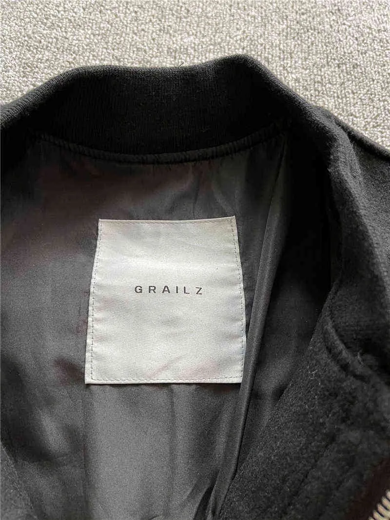 Высочайшее качество 2021FW GRAILZ Zip-back Fleece Varsity Fashion Jacket Men Heavy Fabric Unisex Vintage Coats Bomber Women Jackets T220728