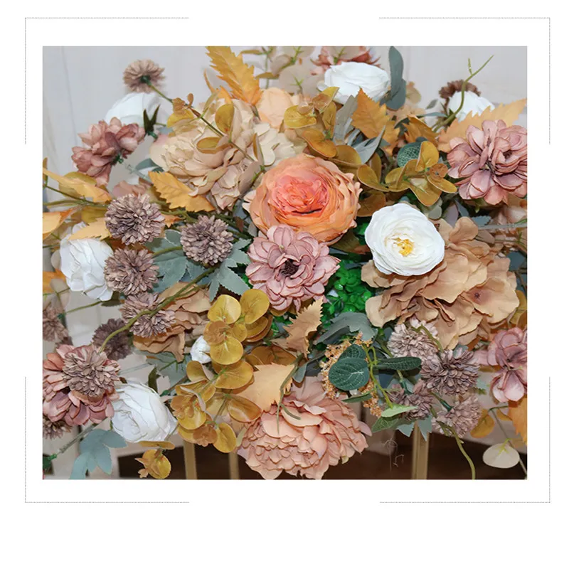 New Artificial Flower Table Core Wreath Party Wedding Background Decoration Road Lead Flower Ball Rose Flower Ball Ornaments C0817