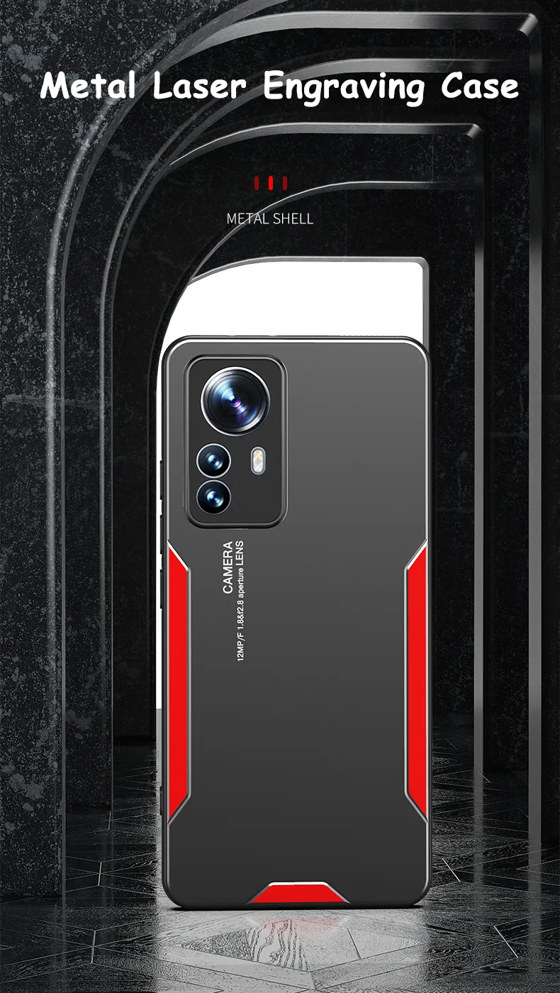 Aluminiumlegeringsmattfodral för Xiaomi Redmi Note 11S 10S POCO X3 NFC F3 MI 12X 11I 11 Ultra 10T Lite 11t 10 Pro TPU -ramskydd