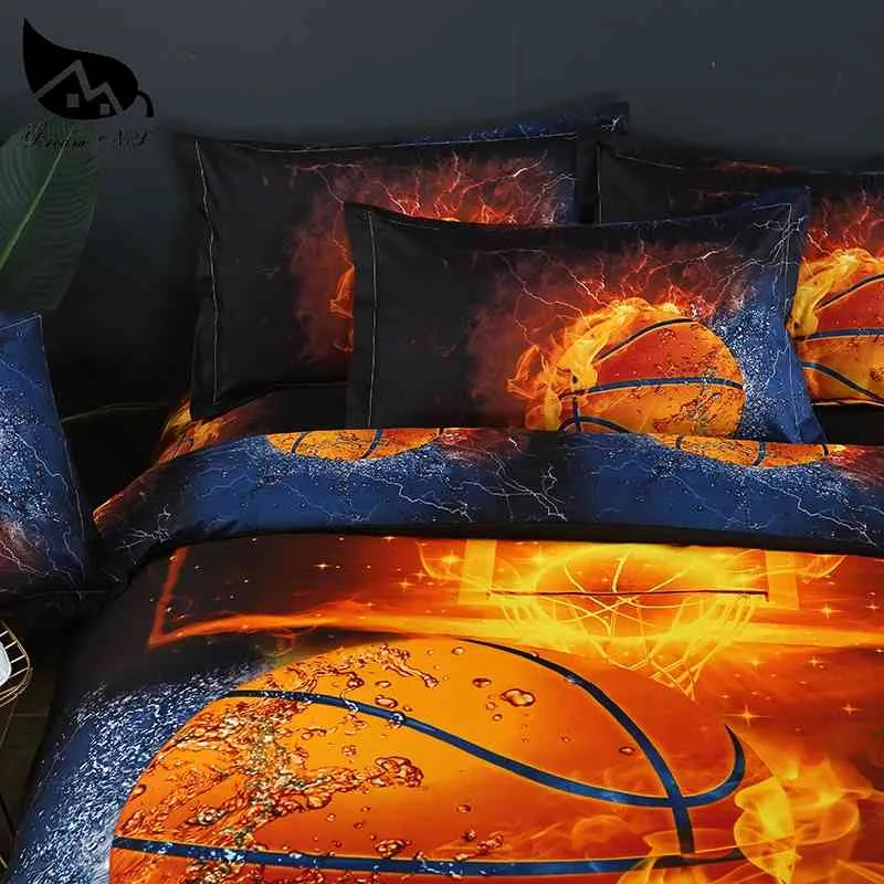 Dream NS 3D-эффект Kussensloop Set Set Basketball and Flame Water Cover Set Sets King Fire Ding Kit Pn005
