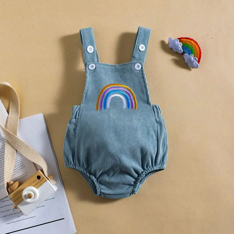 Newborn Rompers Baby Babies Bodysuits Infant Clothes Girls Onesies Piece Clothing Toddler Boys Jumpsuit Wear KidsSpring Summer Rainbow Corduroy