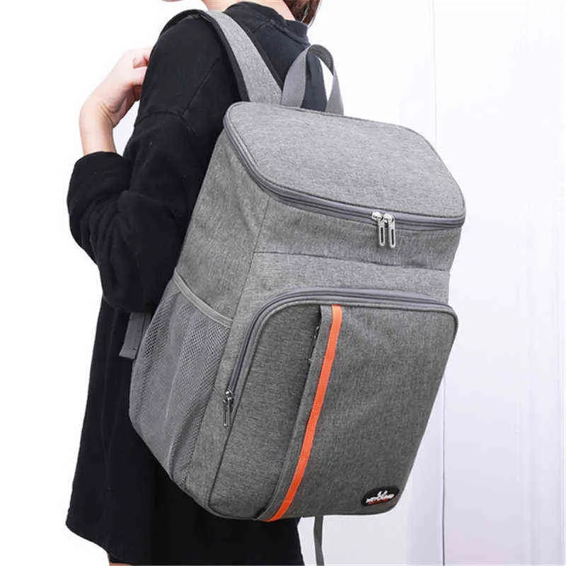 Oxford Big Cooler Bag Outdoor Large Capacity Leak Proof Men Woman Thermal Insulated Cooler Shoulder Backpack Picnic Bag Y220524