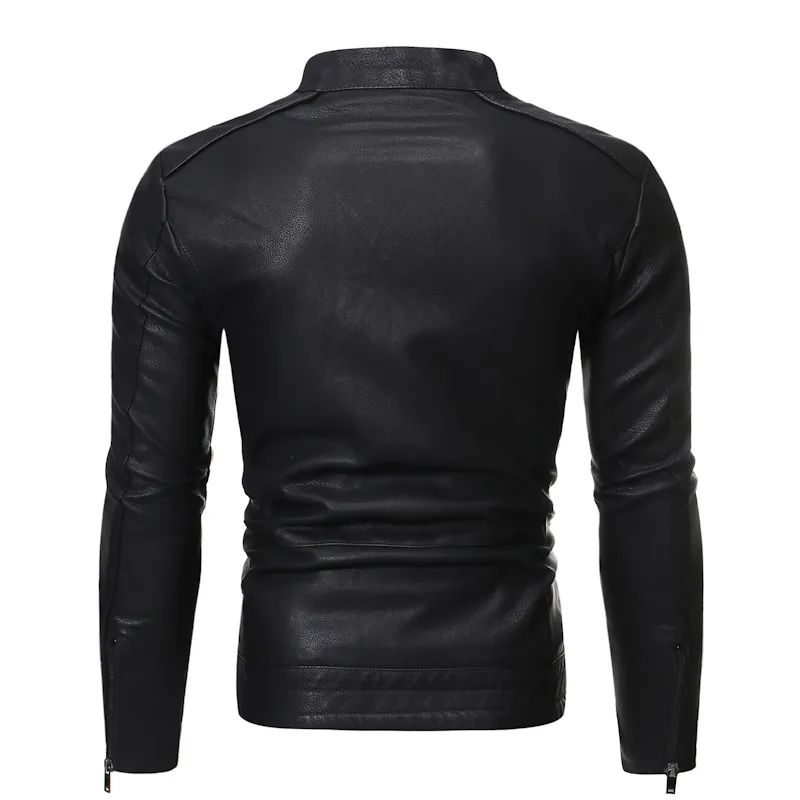 Мужская кожаная искусственная кожаная кожаная кожаная куртка мужская осенняя пальто мотоцикл байкер Slim Fit Outwear Мужская черная синяя одежда плюс размер S-3XL 220912