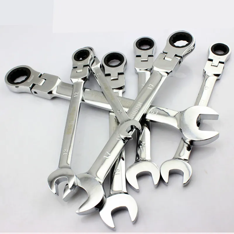 Набор ключей с трещоткой с гибкой головкойКомбинированные наборы гаечных ключей с ручными инструментами из хром-ванадиевой стали Набор торцевых ключей с трещоткой 2204287520372