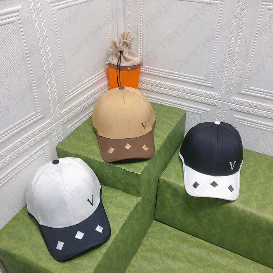 Heren honkbal pet mode koepel hoeden ontwerper nieuwigheid vrijetijdscaps voor man vrouwletter ontwerp splicing hoed 3 kleuren hoge kwaliteit 56565