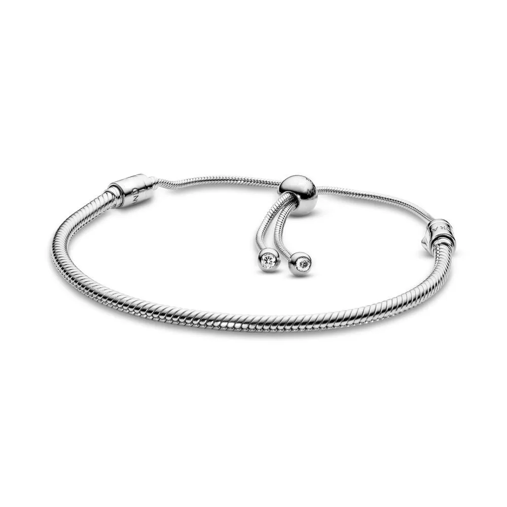 Original Charm Chain Bracelet 100% 925 Sterling Silver Adjust Slide Bangle For Women's Fashion Classic High Quality DIY Jewel2451