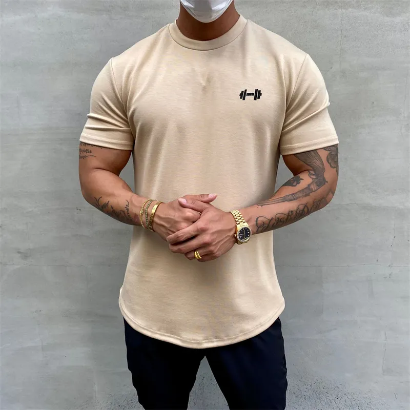 T-shirt mannen zomer gym kleding bodybuilding fitness losse casual lifestyle slijtage t-shirt streetwear hiphop t-shirt 220707